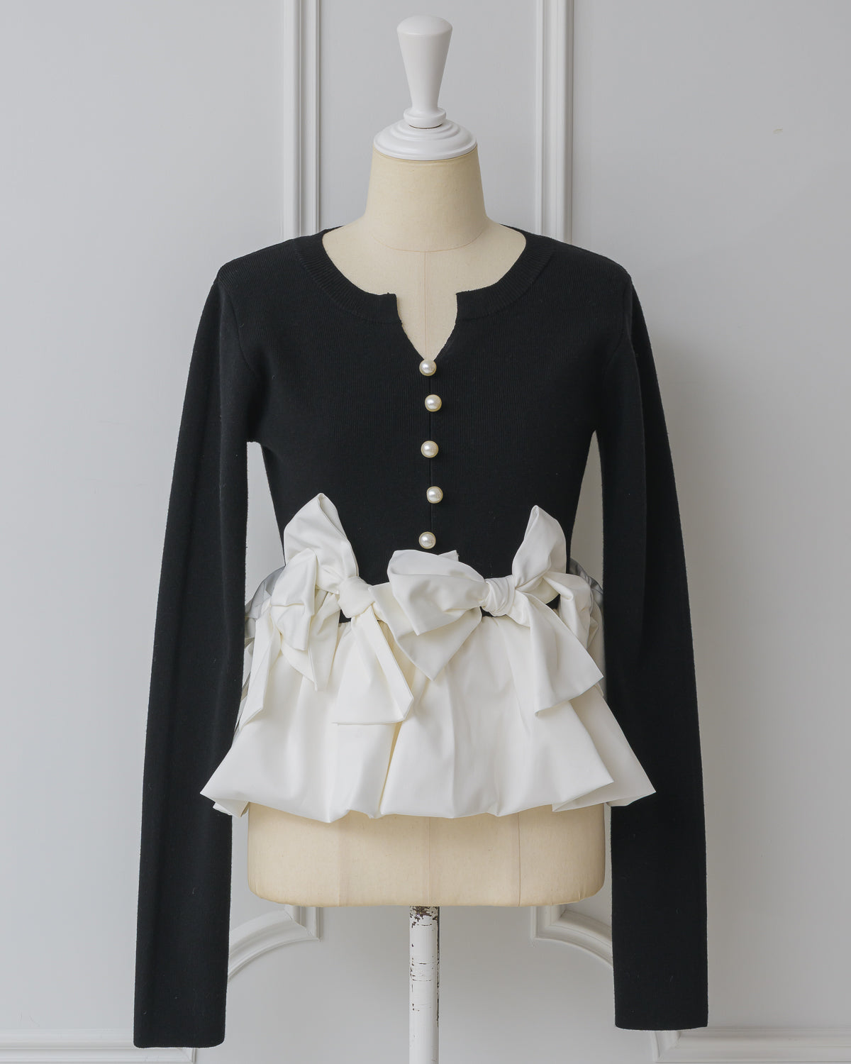 DOLCELICHE Balloon Ribbon Knit Tops ブラック Balloon Ribbon Top – DOLCELICHE（ドルチェリーチェ）