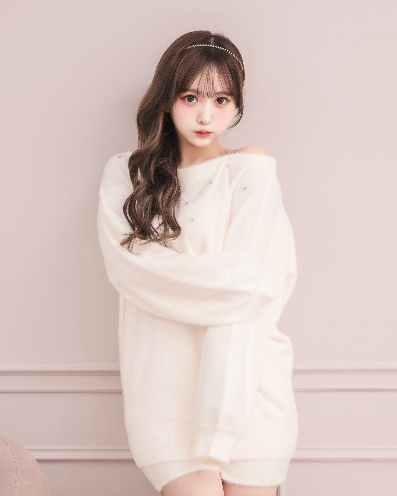 モデル身長：151cm / 着用カラー：アイボリー