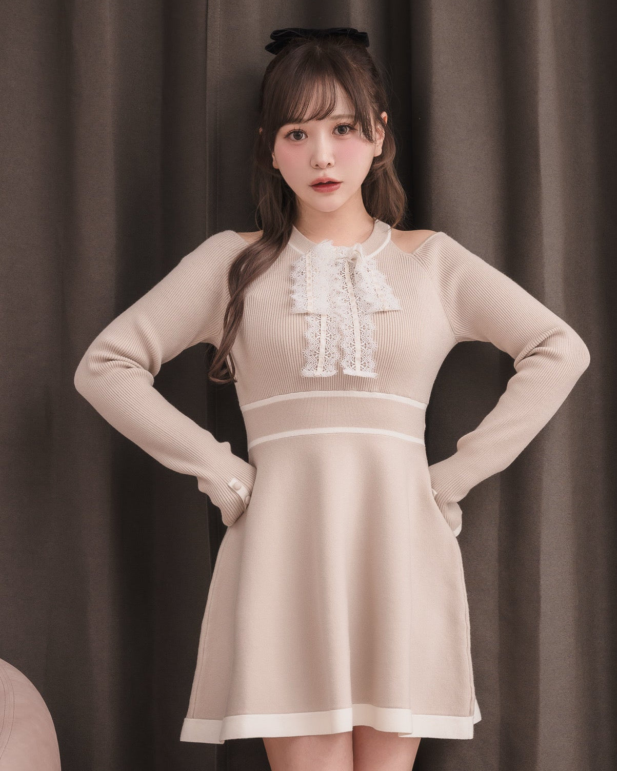 モデル身長：151cm / 着用カラー：ベージュ