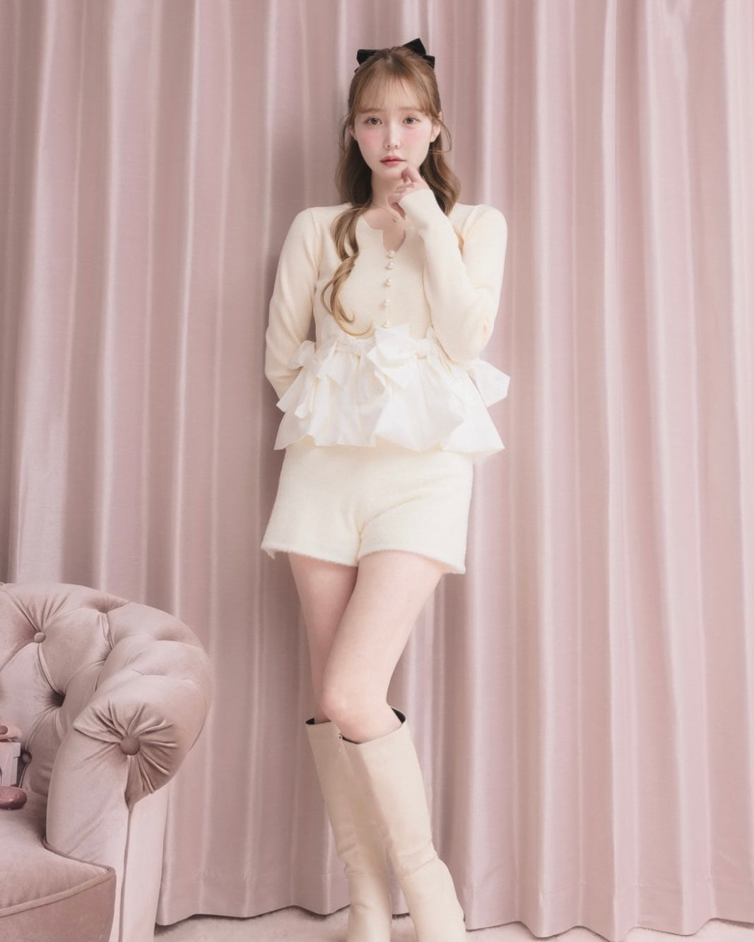 モデル身長：166cm / 着用カラー：バニラ