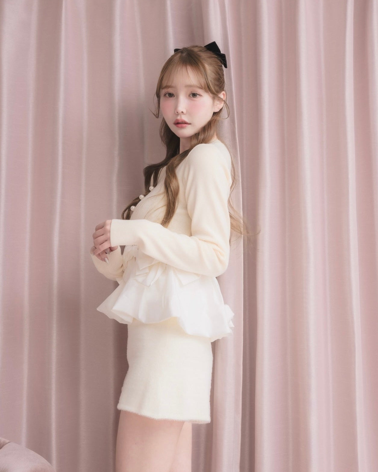 モデル身長：166cm / 着用カラー：バニラ