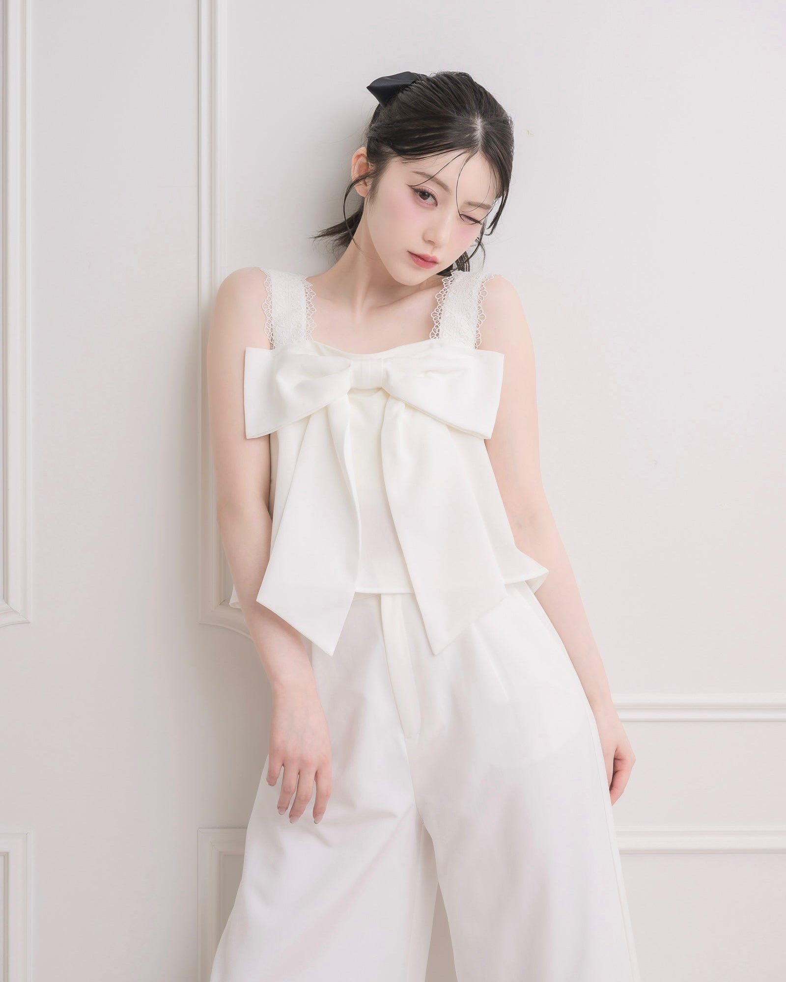 モデル身長：157cm / 着用カラー：ホワイト