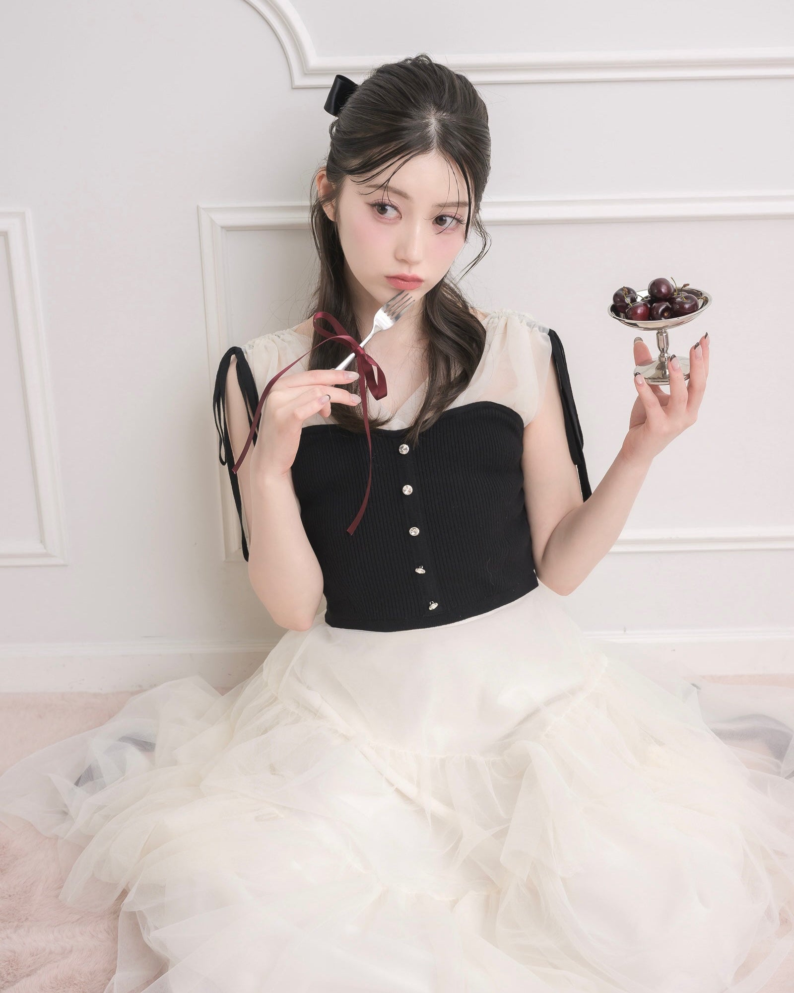 Sheer Tiered Bustier Dress – DOLCELICHE（ドルチェリーチェ）