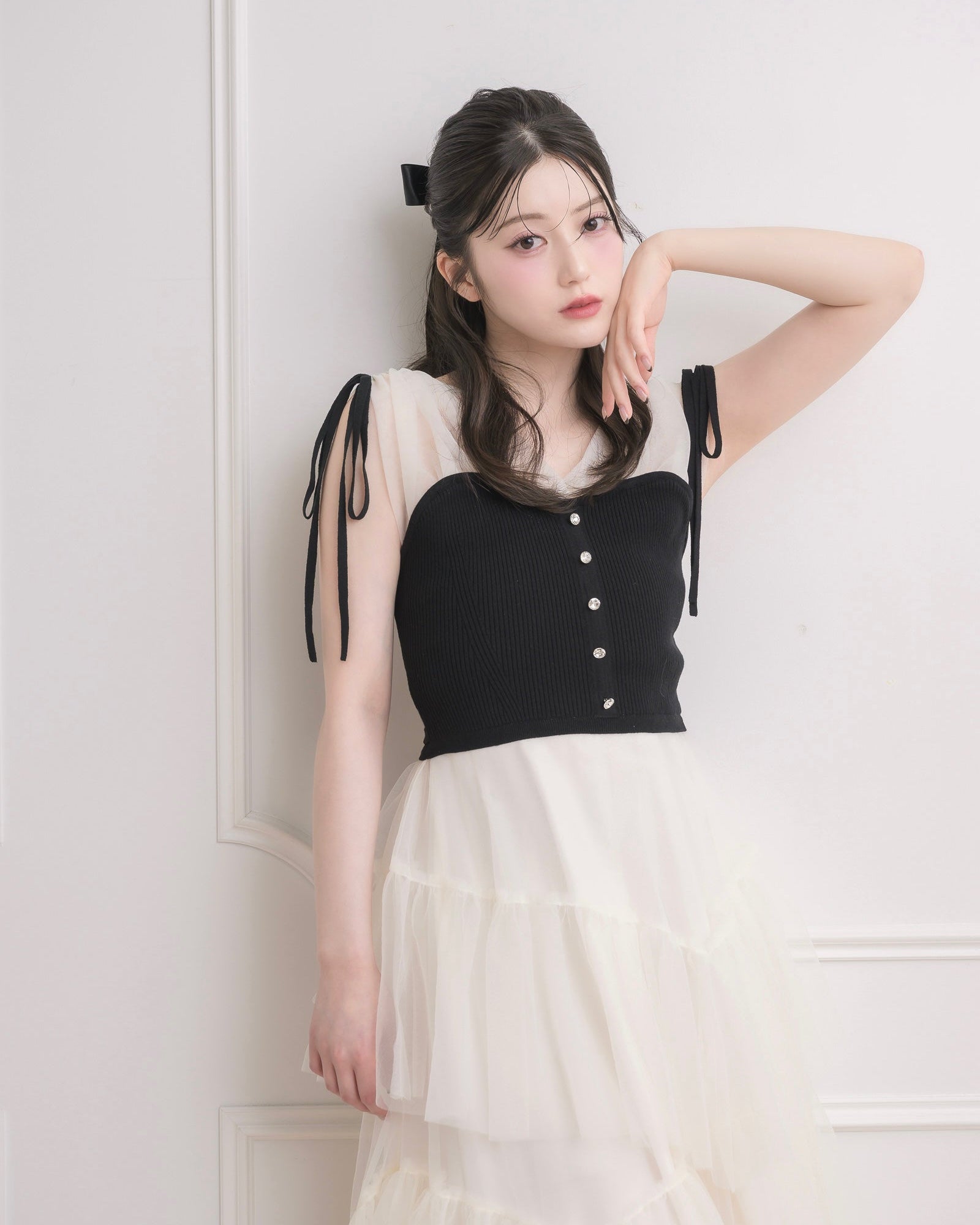 Sheer Tiered Bustier Dress – DOLCELICHE（ドルチェリーチェ）