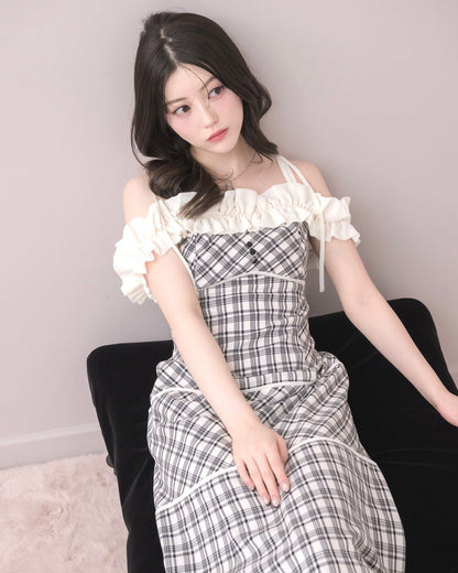 モデル身長：157cm / 着用カラー：ホワイトチェック