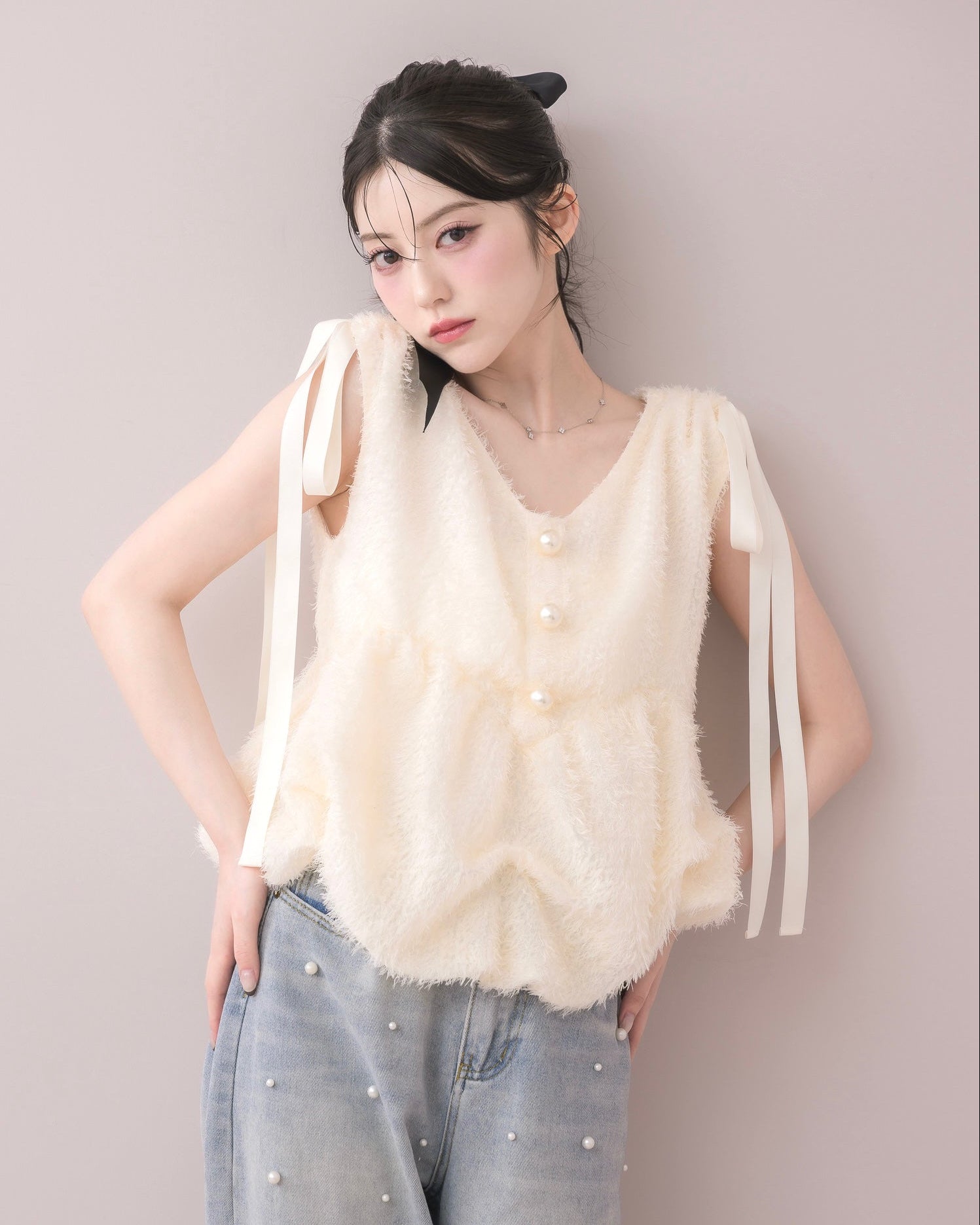 モデル身長：157cm / 着用カラー：アイボリー