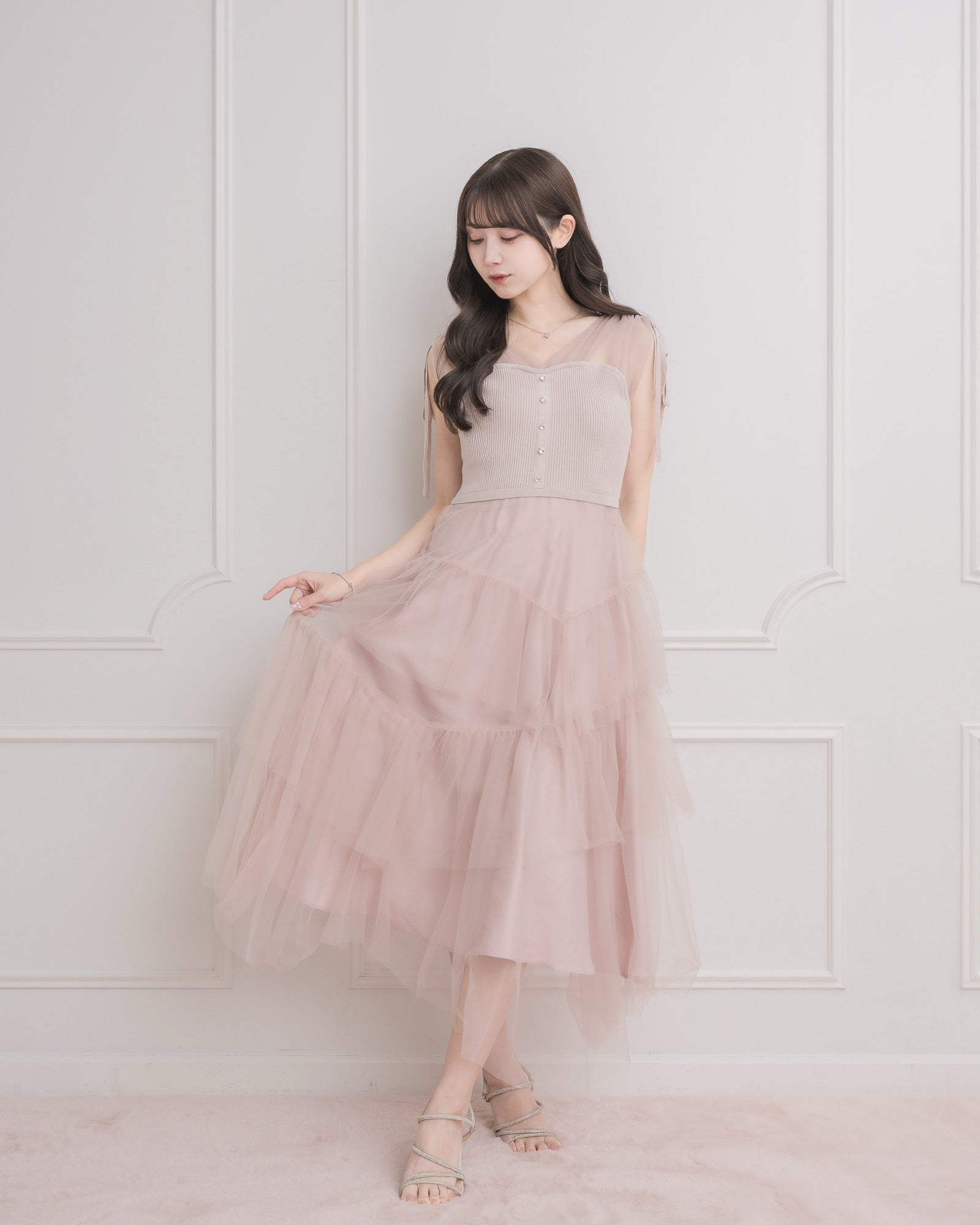 ワンピース Sheer Tiered Bustier Dress Sheer Tiered Bustier Dress – DOLCELICHE（ドルチェリーチェ）