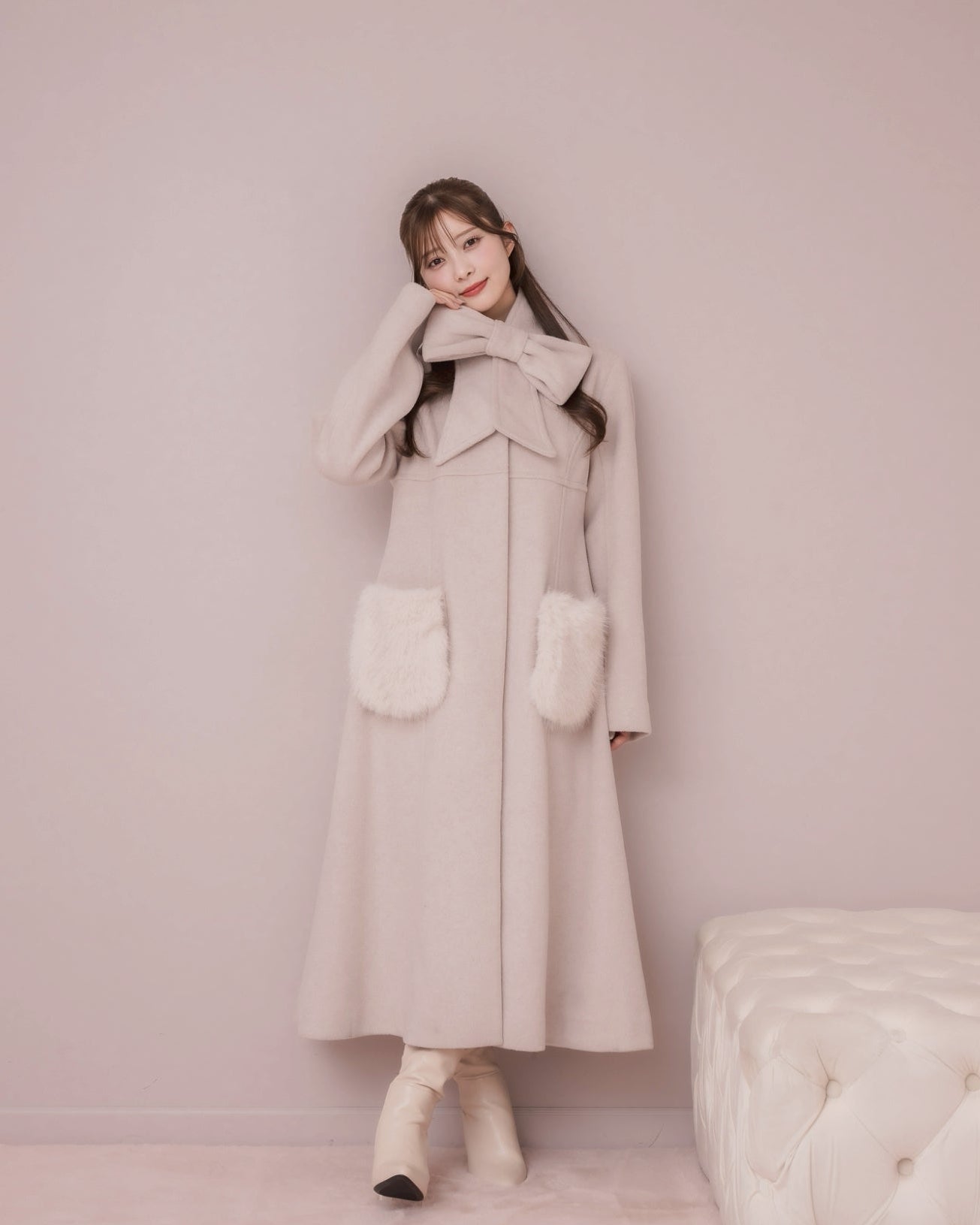 モデル身長：160cm / 着用カラー：ピンク