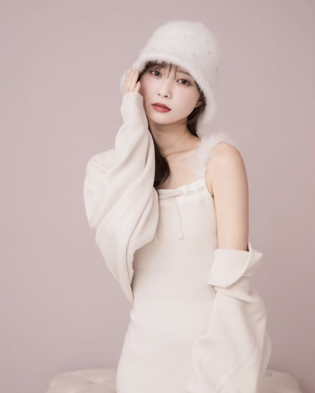 モデル身長：160cm / 着用カラー：ライトベージュ