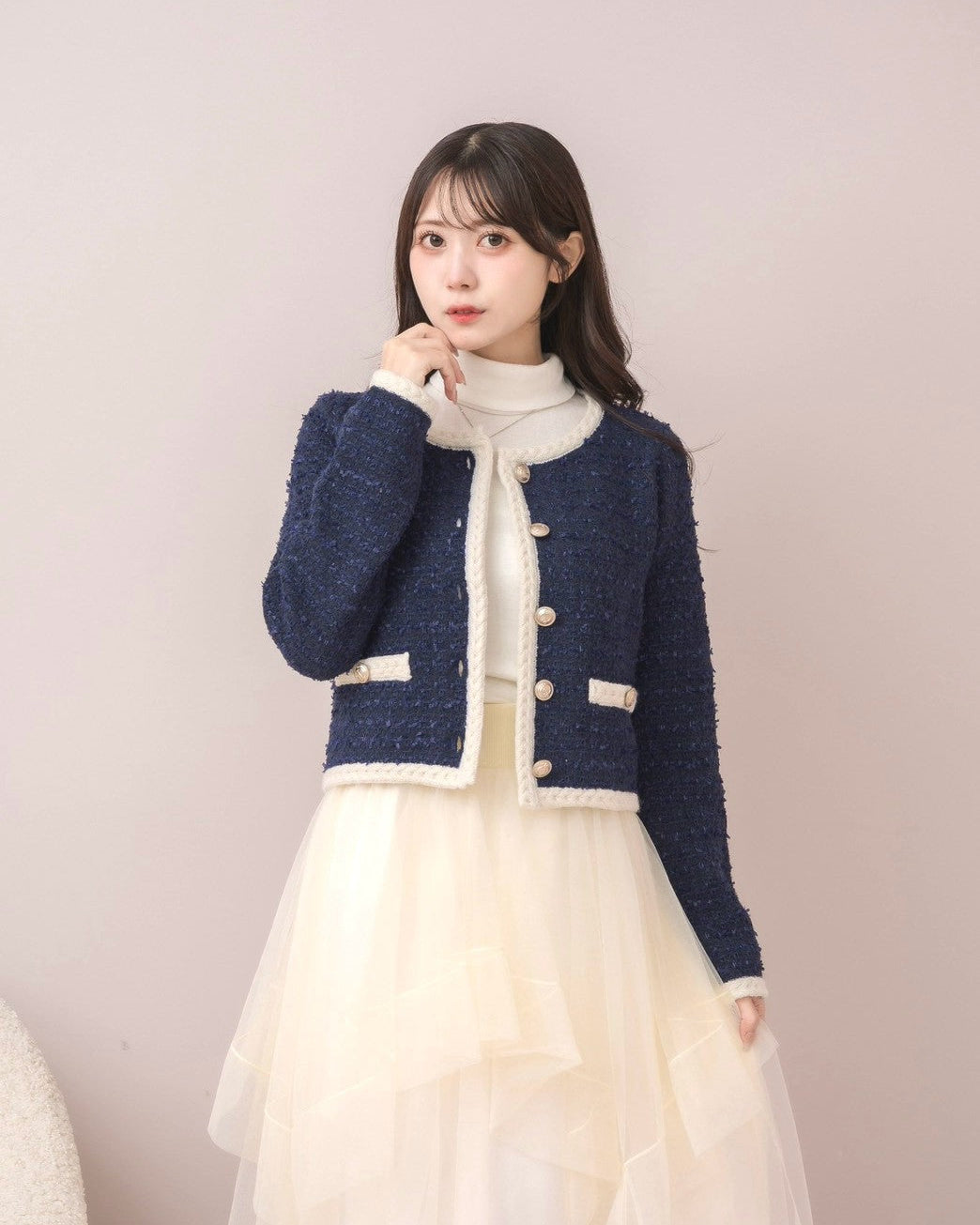 モデル身長：159cm / 着用カラー：ネイビー