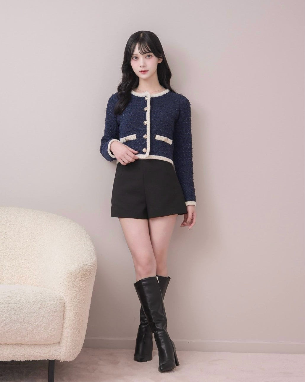 モデル身長：164cm / 着用カラー：ネイビー