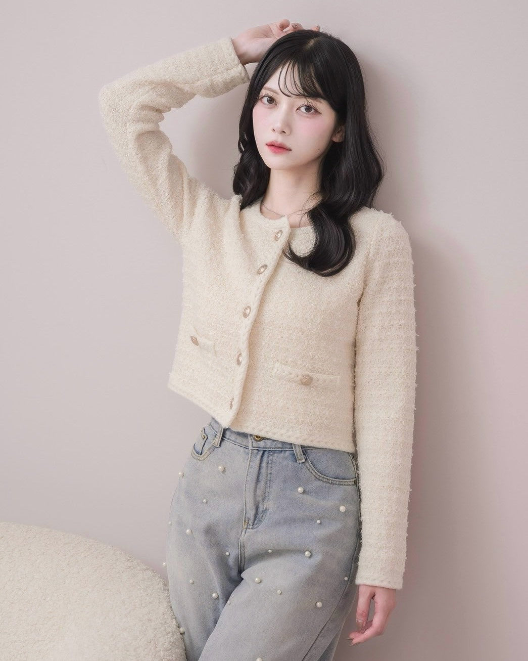モデル身長：164cm / 着用カラー：アイボリー