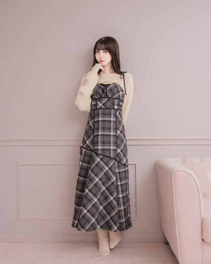 モデル身長：166cm / 着用カラー：グレーチェック