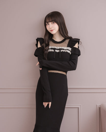 モデル身長：159cm / 着用カラー：ブラック×ブラック