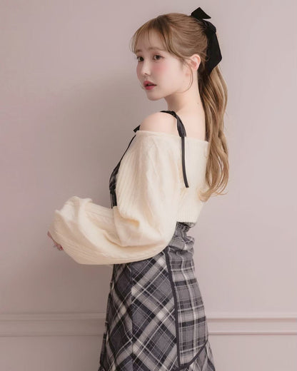モデル身長：166cm / 着用カラー：グレーチェック