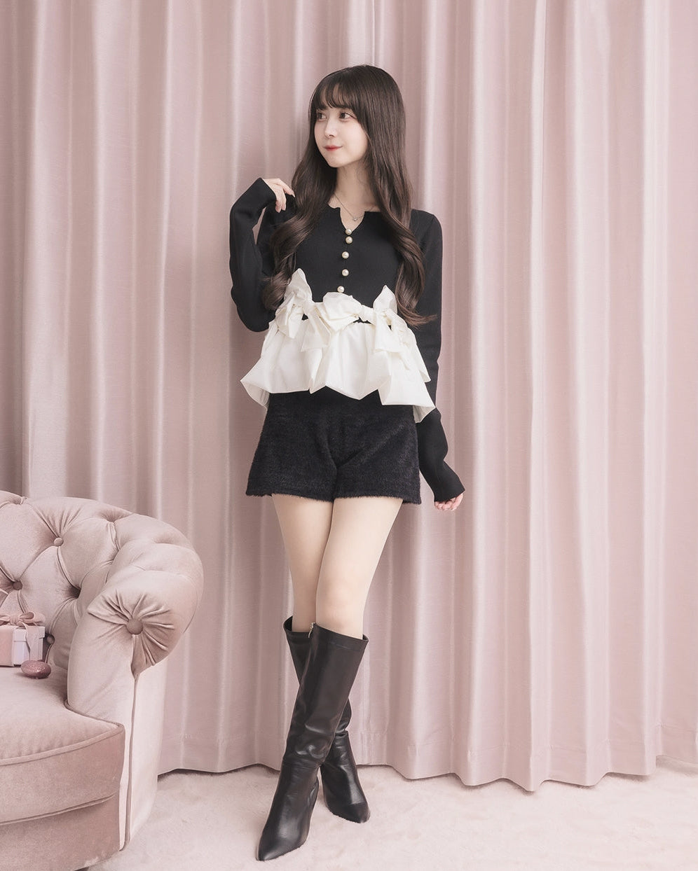 モデル身長：159cm / 着用カラー：ブラック