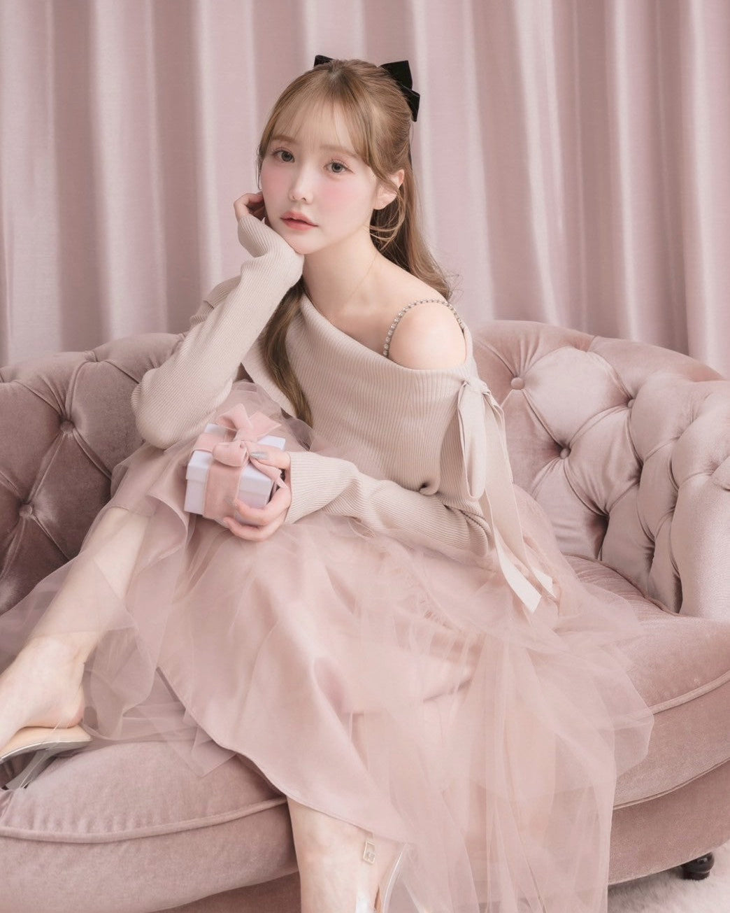 モデル身長：166cm / 着用カラー：ピンク