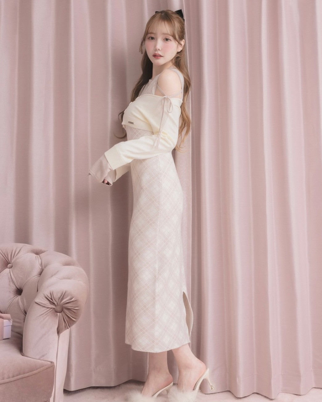 モデル身長：166cm / 着用カラー：ピンク
