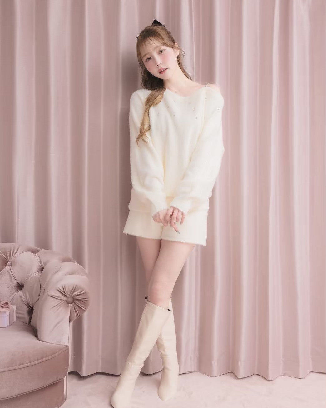 モデル身長：166cm / 着用カラー：アイボリー