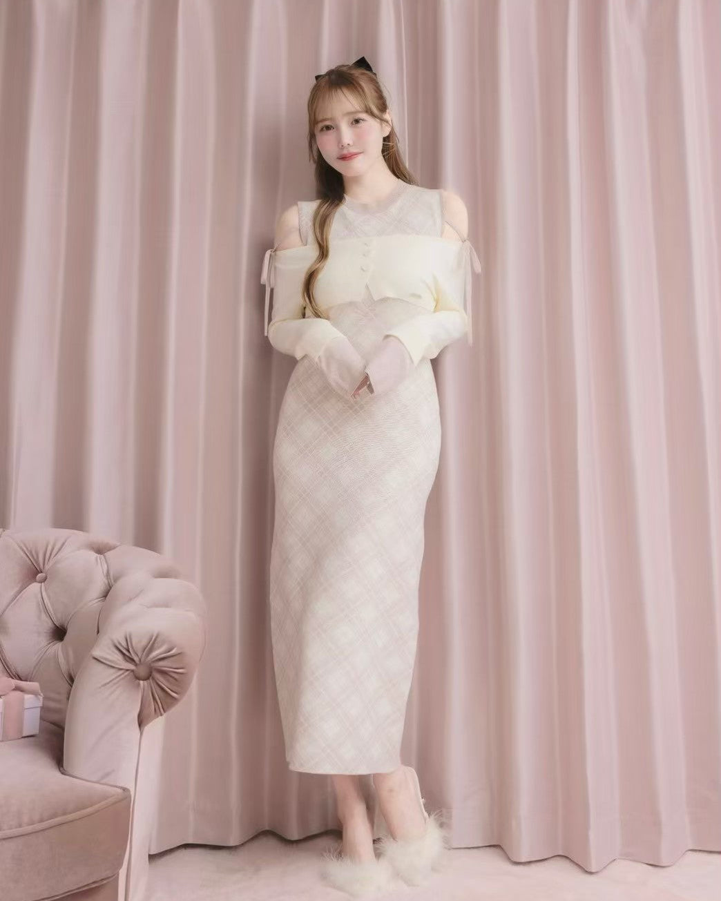 モデル身長：166cm / 着用カラー：ピンク