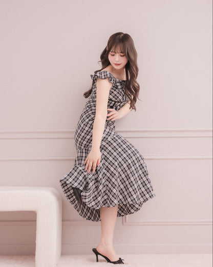 モデル身長：151cm / 着用カラー：ホワイトチェック
