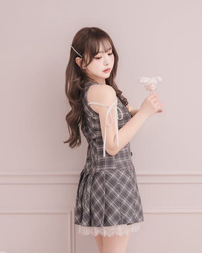 モデル身長：151cm / 着用サイズ：Sサイズ/ 着用カラー：グレーチェック