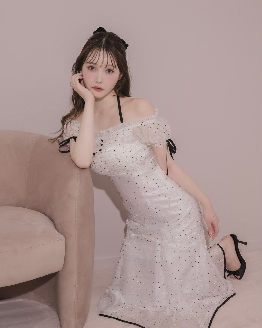 モデル身長：166cm / 着用カラー：ホワイトドット