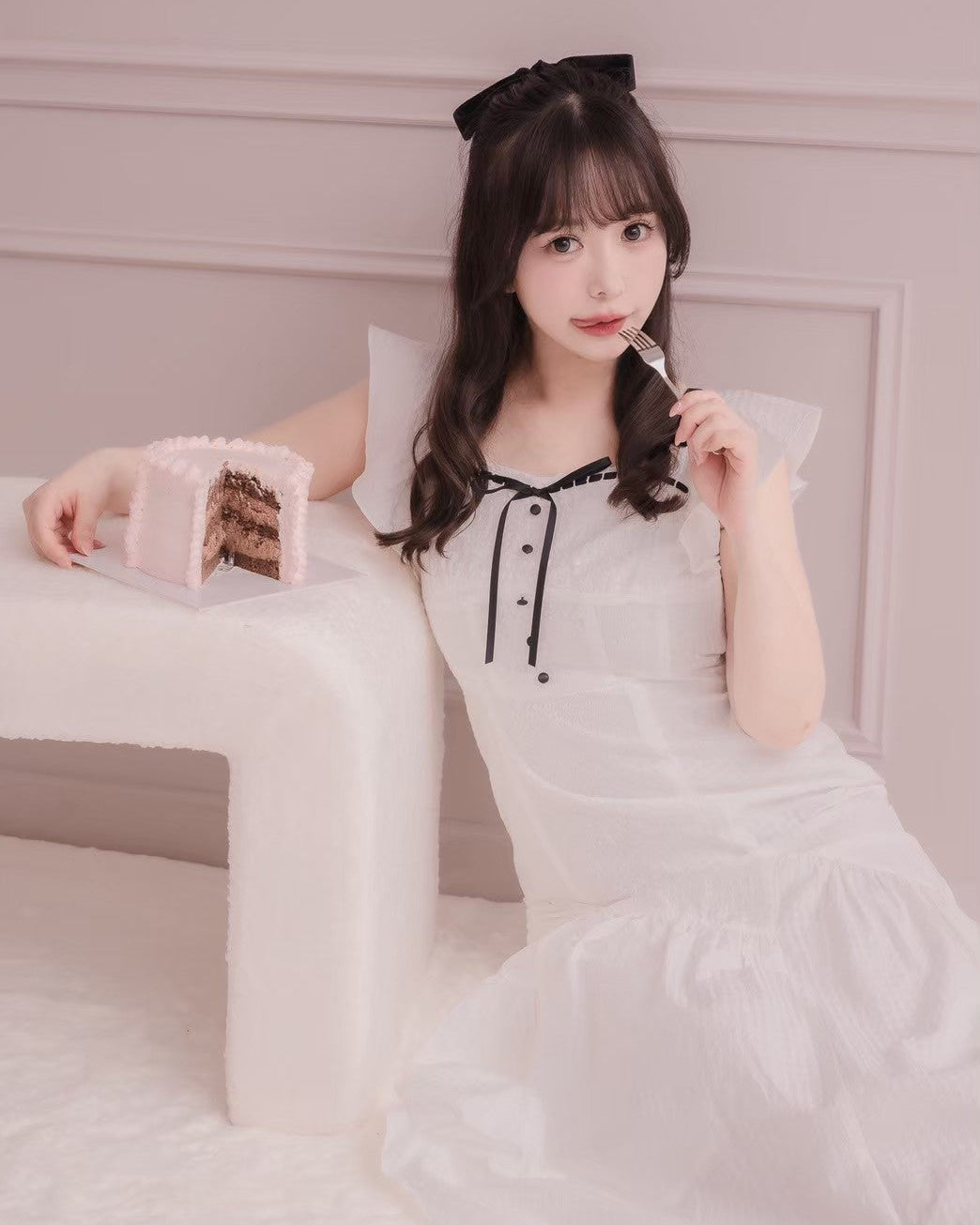 モデル身長：151cm / 着用カラー：ホワイトチェック