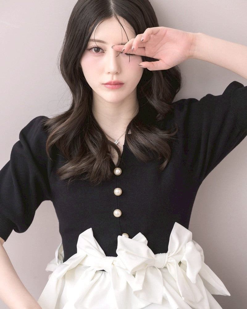 ドルチェリーチェBalloon Ribbon Knit Tops Balloon Ribbon Knit Tops – DOLCELICHE（ドルチェリーチェ）