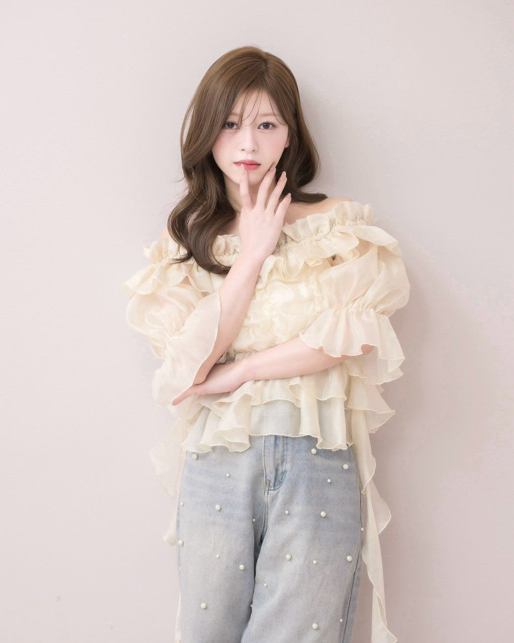 モデル身長：155cm / 着用カラー：アイボリー
