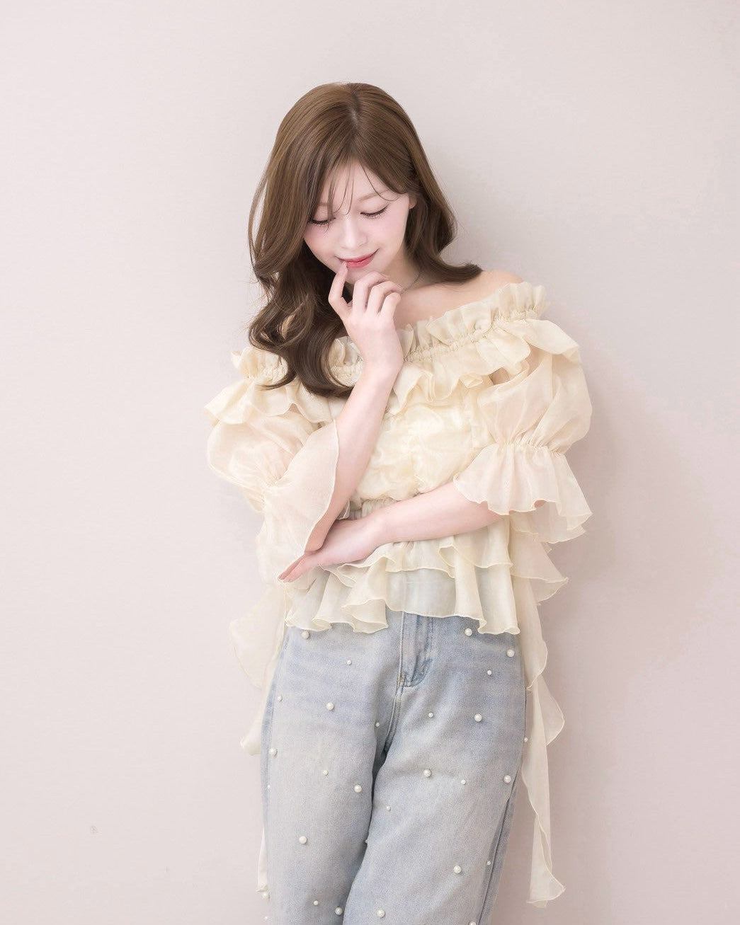 モデル身長：155cm / 着用カラー：アイボリー