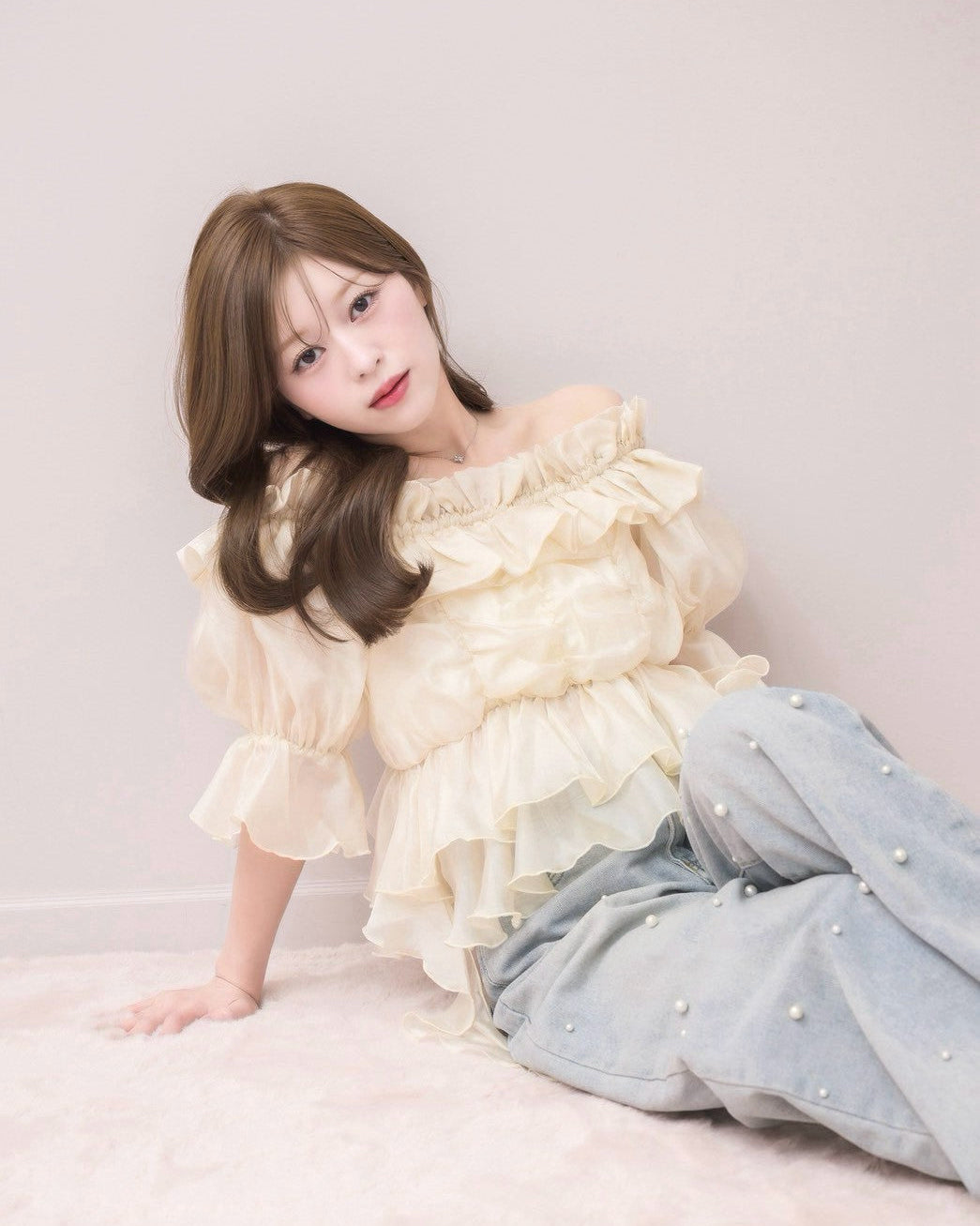 モデル身長：155cm / 着用カラー：アイボリー