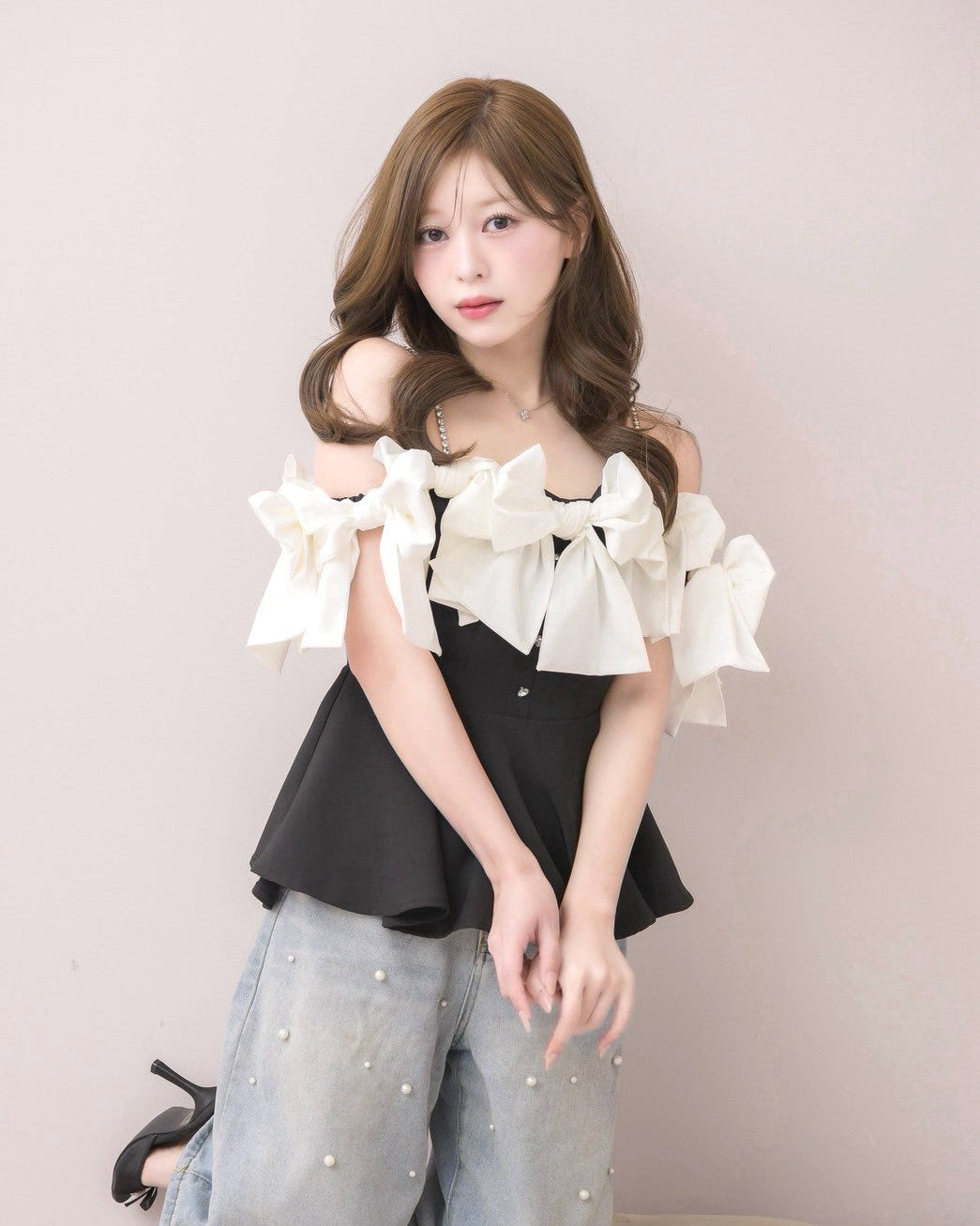 モデル身長：155cm / 着用カラー：ブラック