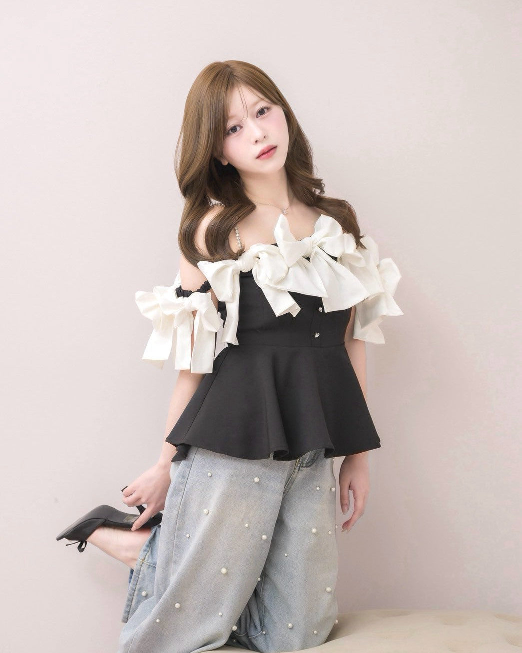モデル身長：155cm / 着用カラー：ブラック