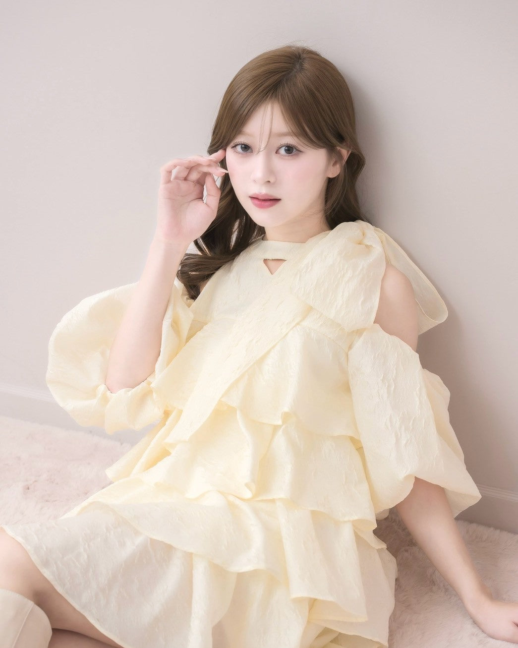 モデル身長：155cm / 着用カラー：バニラ