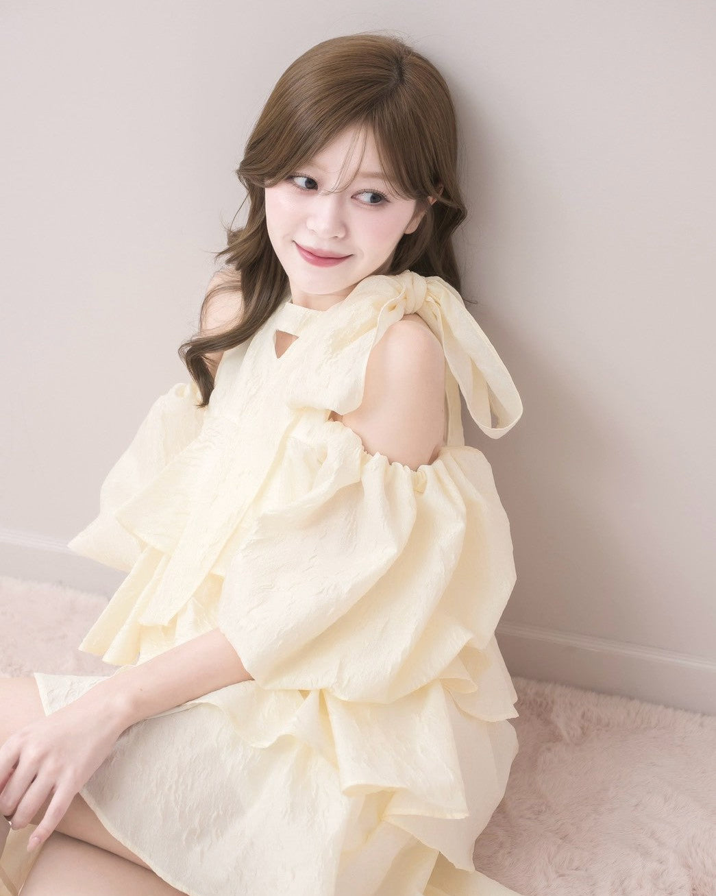 モデル身長：155cm / 着用カラー：バニラ