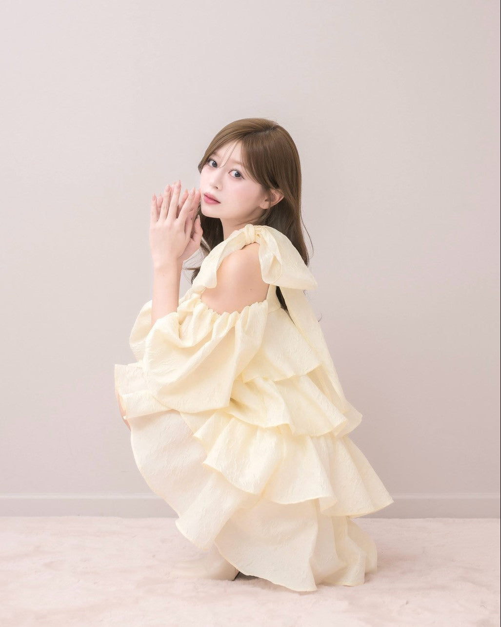 モデル身長：155cm / 着用カラー：バニラ