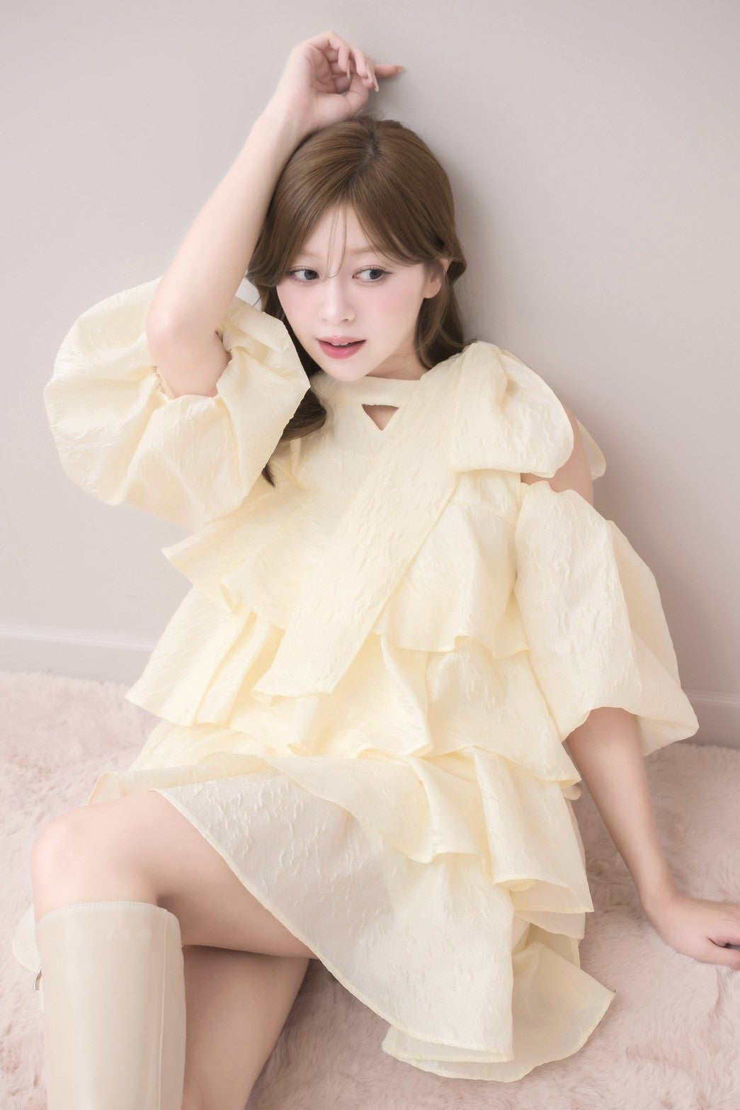 モデル身長：155cm / 着用カラー：バニラ