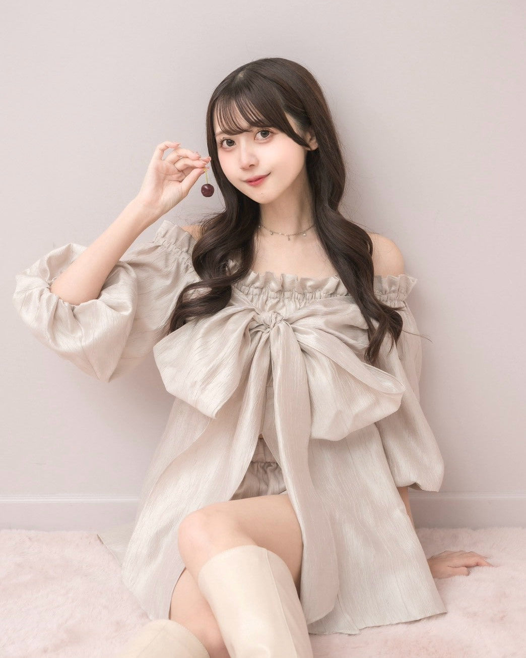 モデル身長：159cm / 着用カラー：ピンクベージュ