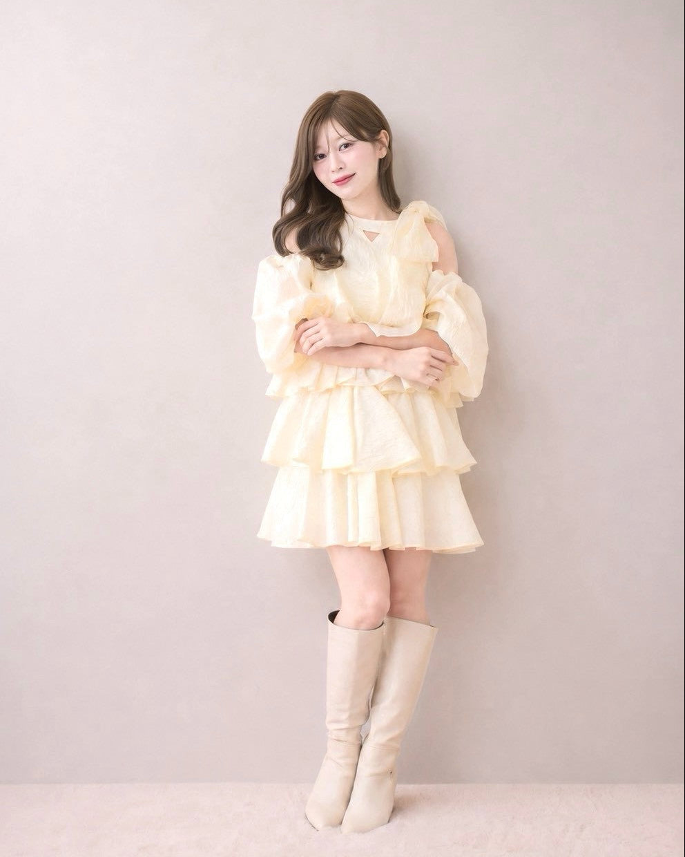 モデル身長：155cm / 着用カラー：バニラ