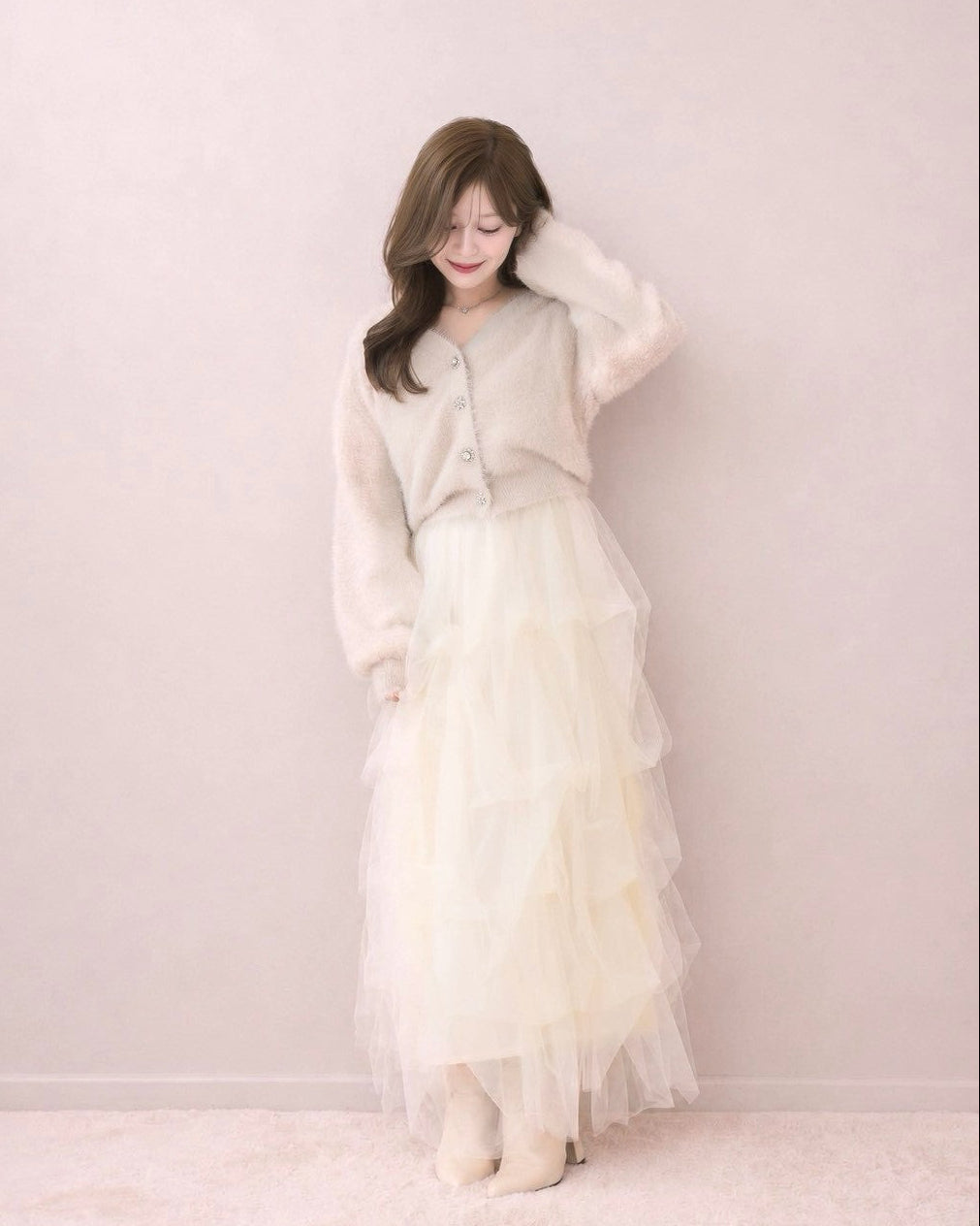モデル身長：155cm / 着用カラー：ピンク