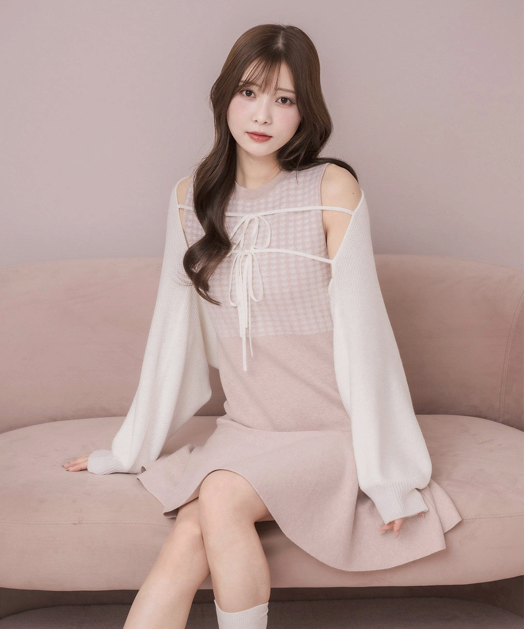 モデル身長：160cm / 着用カラー：ピンク