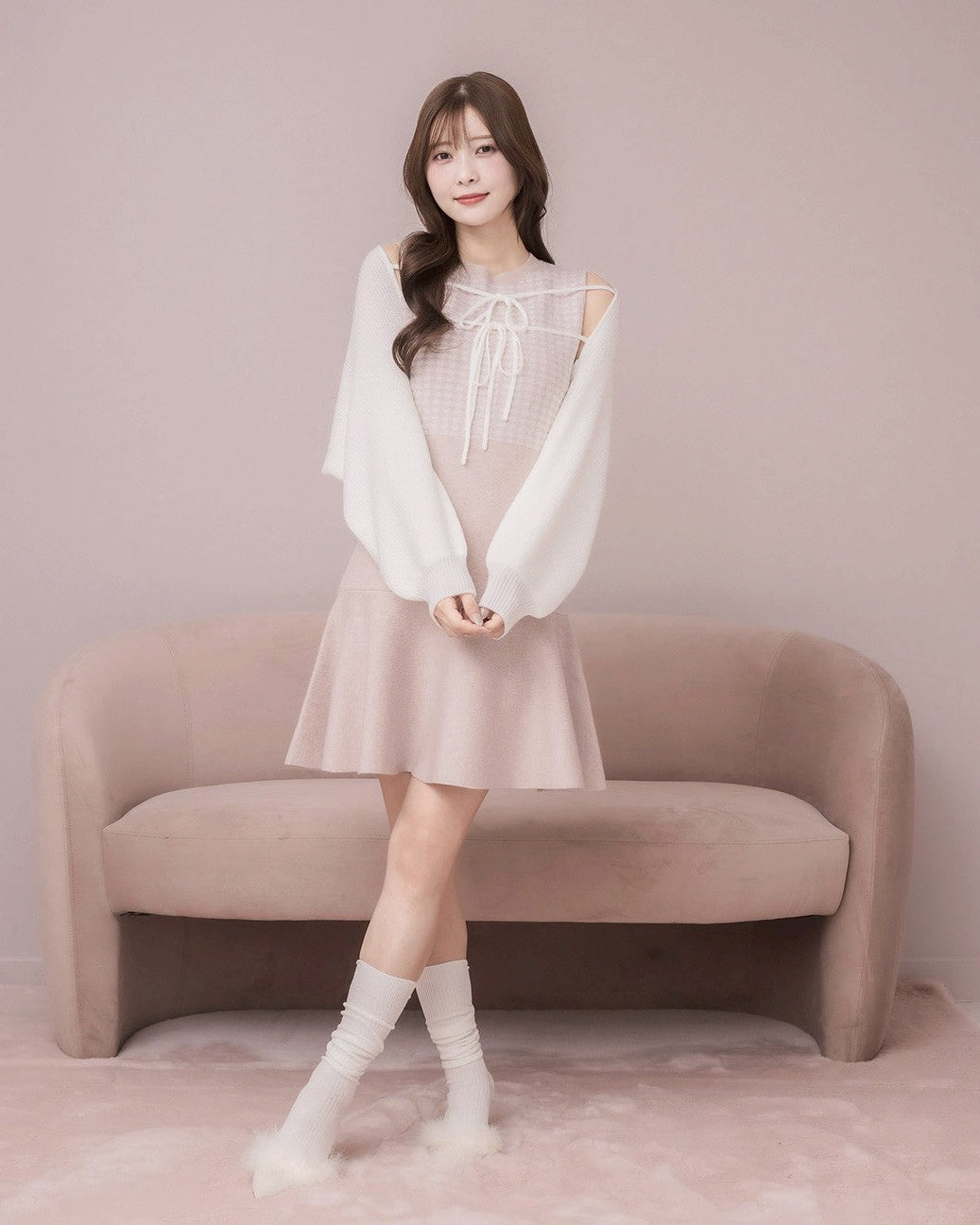 モデル身長：160cm / 着用カラー：ピンク