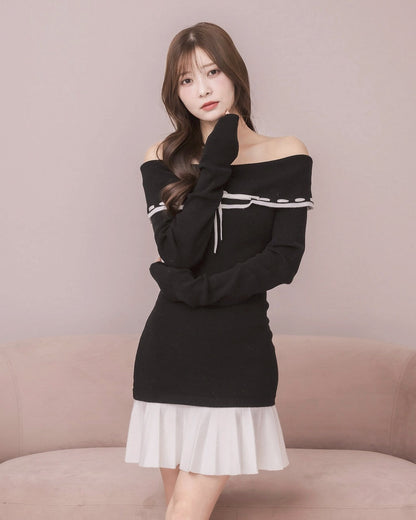 モデル身長：160cm / 着用カラー：ブラック×ブラック