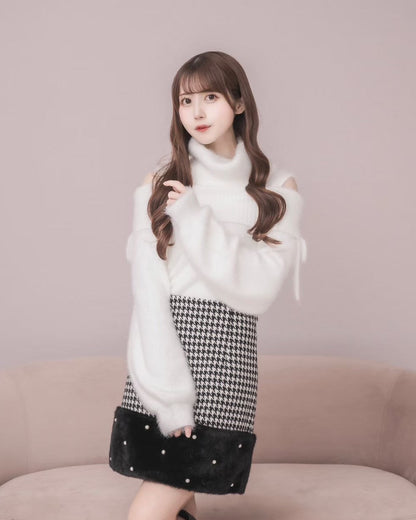 モデル身長：159cm / 着用カラー：ブラック×ホワイト