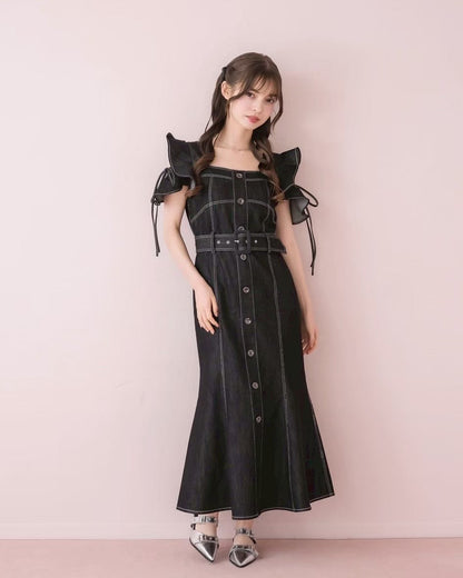 モデル身長：153cm / 着用カラー：ブラックデニム