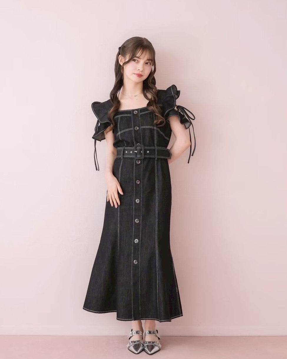 モデル身長：153cm / 着用カラー：ブラックデニム