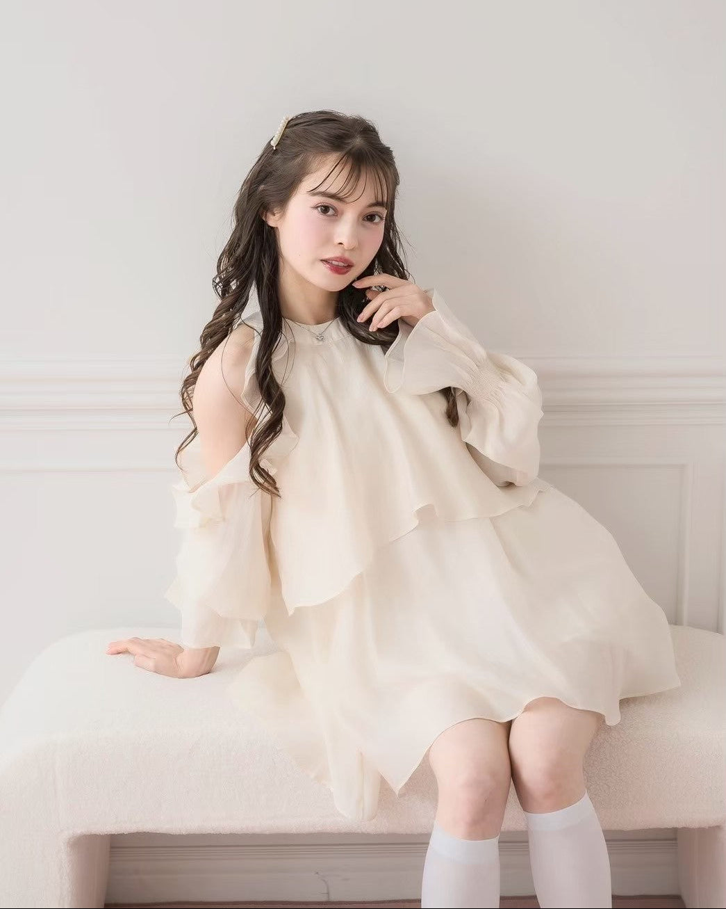 モデル身長：153cm/着用カラー：アイボリー