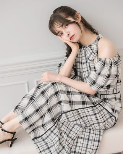 モデル身長：153cm/着用カラー：ホワイトチェック