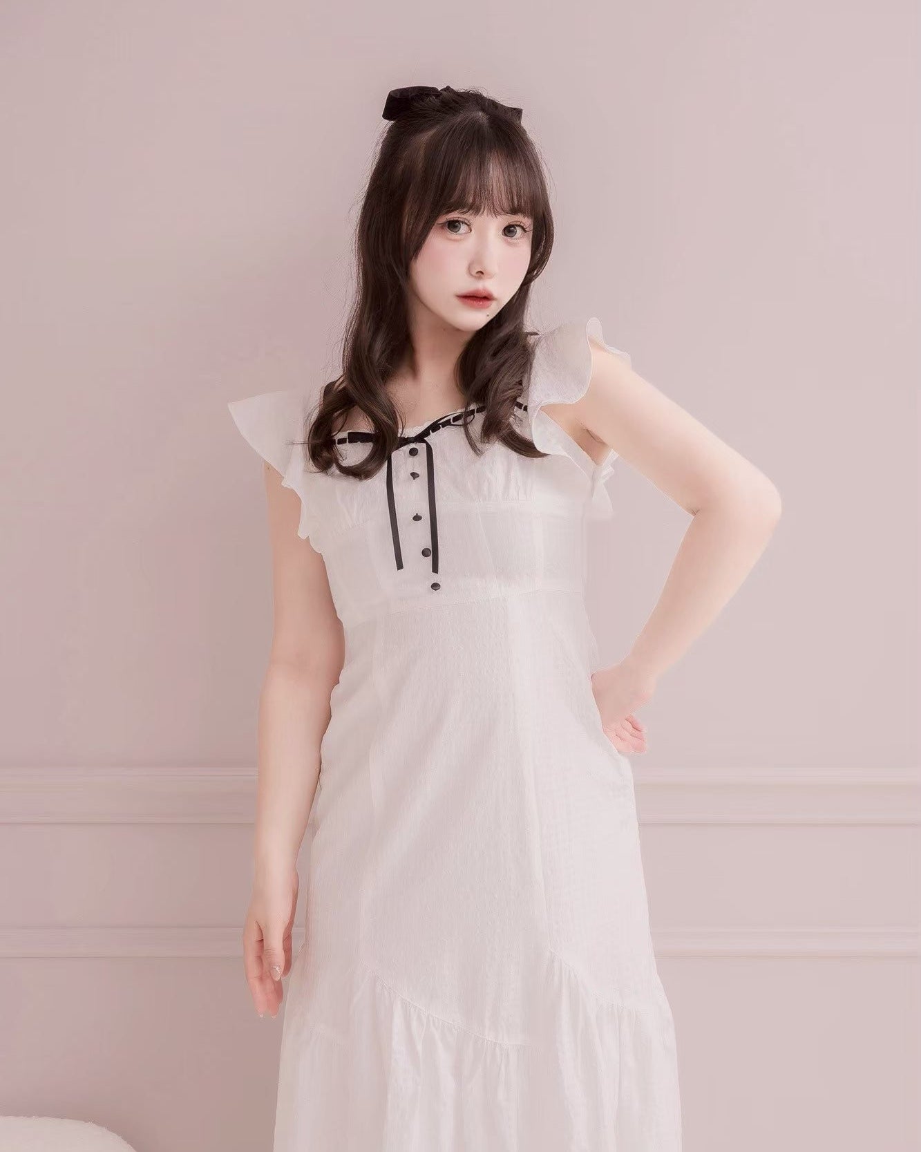 モデル身長：151cm / 着用カラー：ホワイトチェック